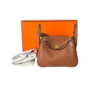Pre-owned Hermes Lindy Mini Bag TC Leather Gold/Gold - photo 2